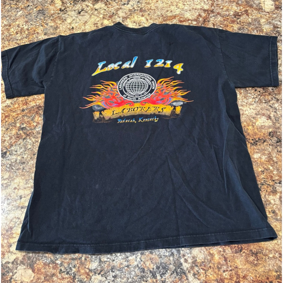 Other - Vintage 90s Local 1214 Laborers Union Flame Graphic Pocket T-Shirt